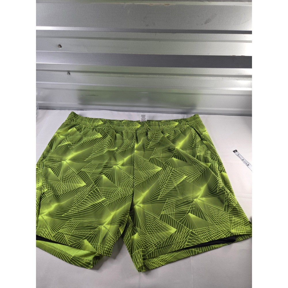 Athletic Works Men's 3XL Neon Green DriWorks Geometric Athletic Shorts NWOT